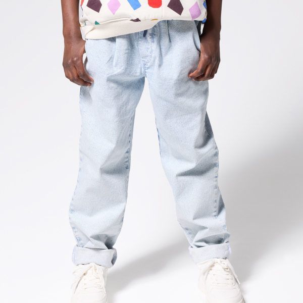Pantalon rayé délavé bleu Garçon