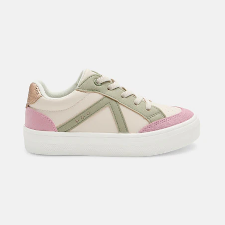 Baskets street basses rose et vert fille