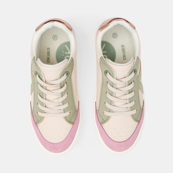 Girl's low-top pink and green streetwear trainers