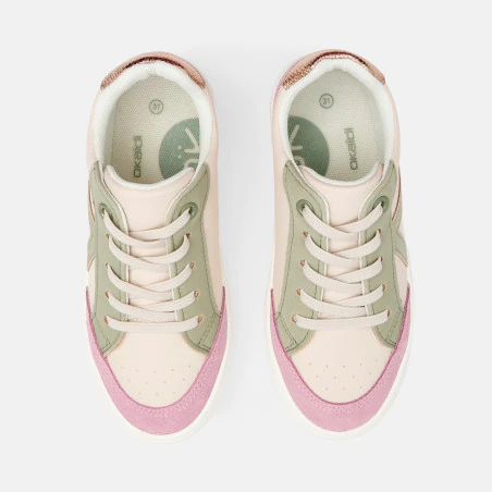 Baskets street basses rose et vert fille