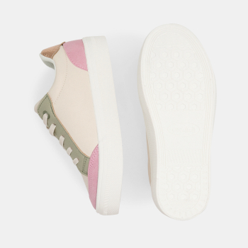 Girl's low-top pink and green streetwear trainers