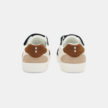 Baby boy's navy blue low-top leather trainers