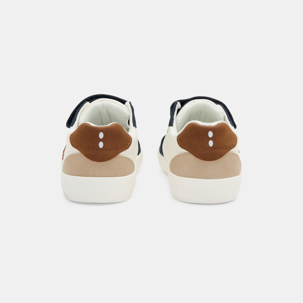 Baby boy's navy blue low-top leather trainers
