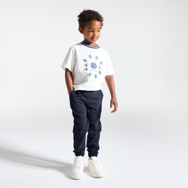 Boy's plain navy lightweight fleece joggers
