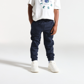 Boy's plain navy lightweight fleece joggers