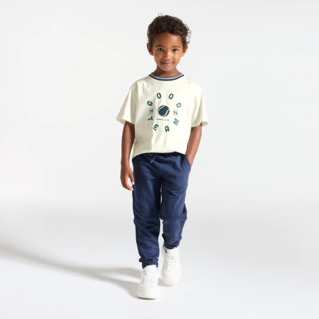 Boy's white slogan T-shirt with short sleeves