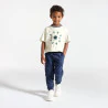 Boy's white slogan T-shirt with short sleeves