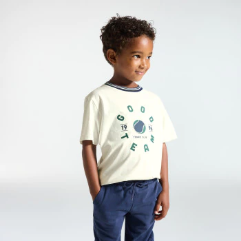 T-shirt manches courtes à message blanc Garçon