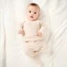 Baby boy's wrap-around beige knitted jumper