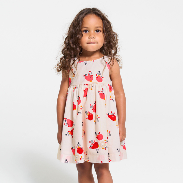 Baby girl's embossed pinafore dress and pink bloomers