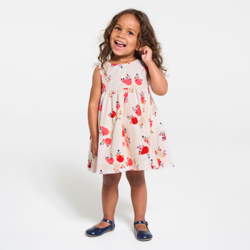 Baby girl's embossed pinafore dress and pink bloomers