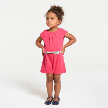 Combinaison courte fantaisie avec ceinture fleurie bébé fille