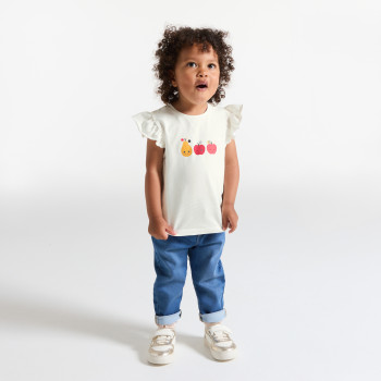 T-shirt à volants fruits blanc bébé fille