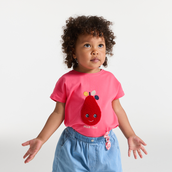 Baby girl's pink pear sensory T-shirt