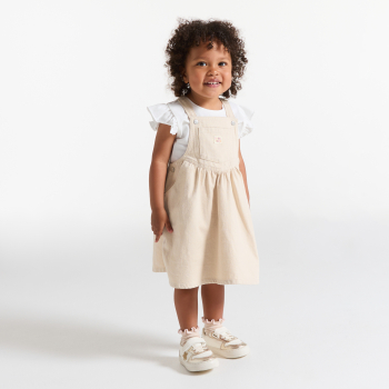 Robe salopette twill rose clair bébé fille