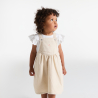 Robe salopette twill rose clair bébé fille