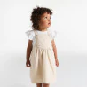 Robe salopette twill rose clair bébé fille