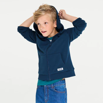 Sweat zippé à capuche bleu garçon