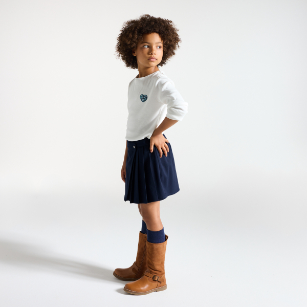 Girl's navy blue pleated skort